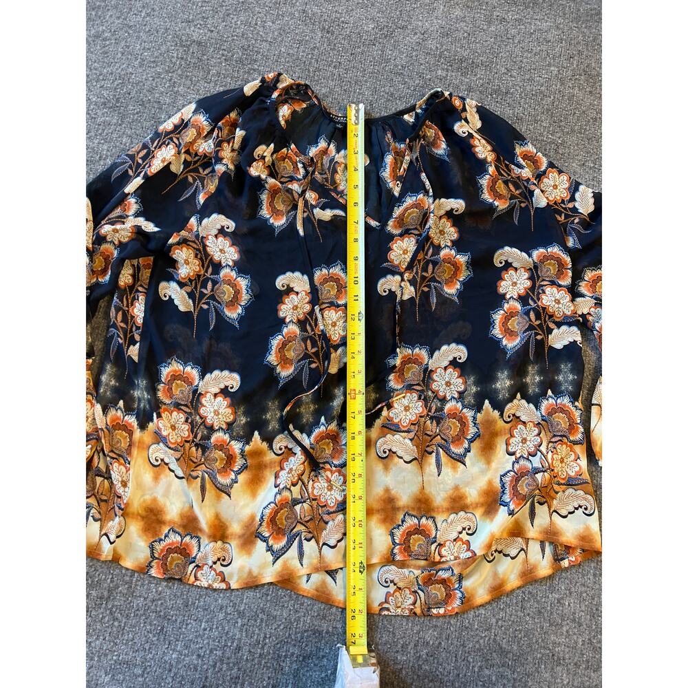 Liverpool Los Angeles Floral Peasant Blouse Navy Multi – Size Large - Picture 8 of 12